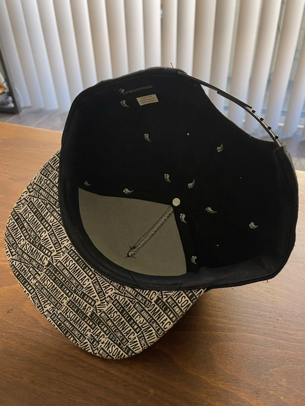 Insomniac EDC Embroidered Black Snapback Hat with Printed Brim Dusk til Dawn. - Picture 5 of 5